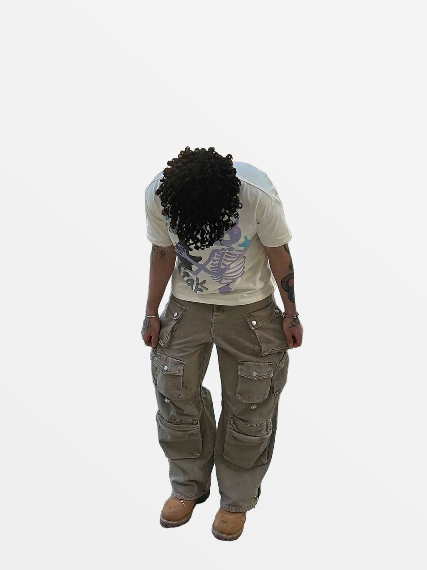 Close-up shot of the high-density skull and star print on heavyweight cotton