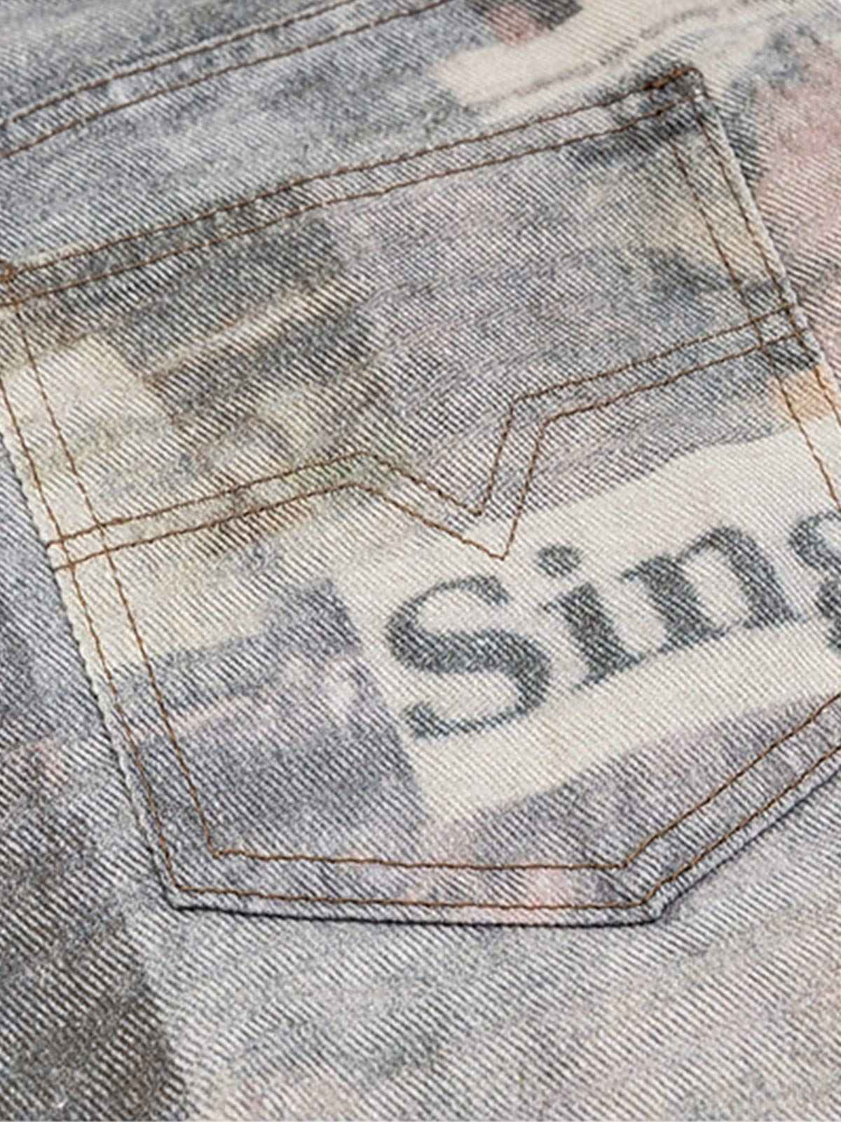 Graffiti Newspaper Baggy Jeans - 2404