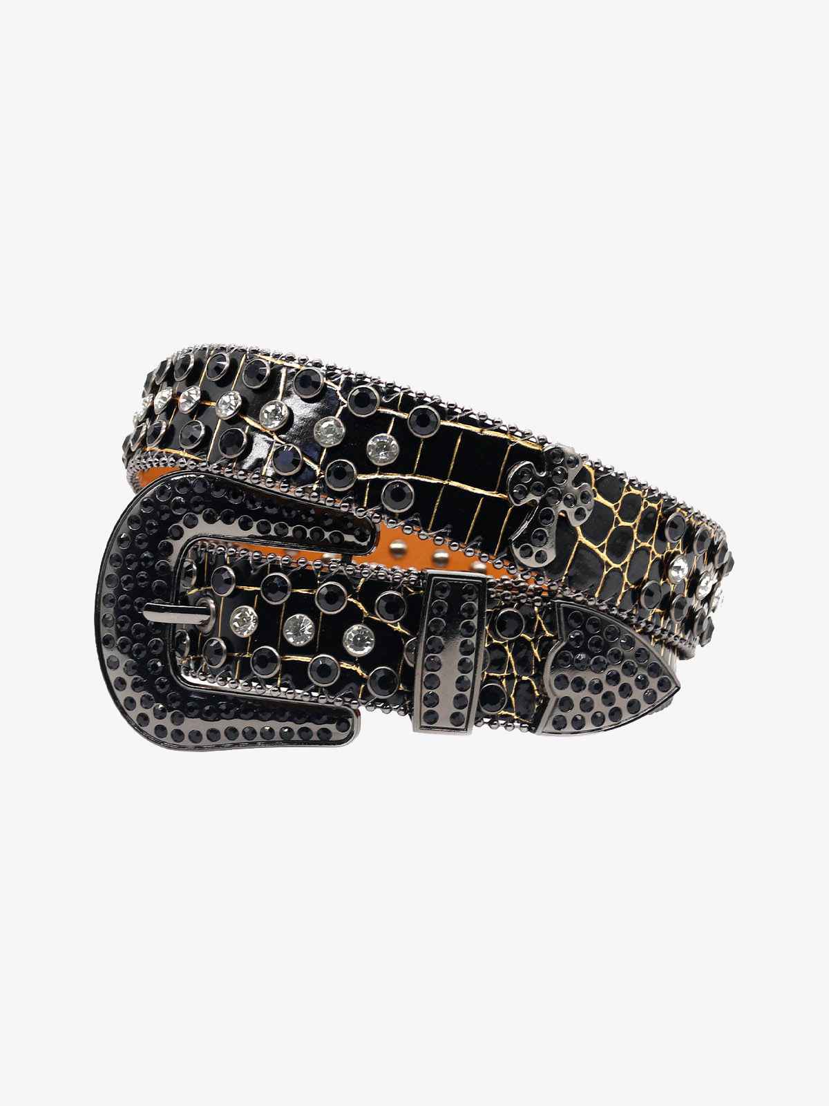 Punk Style Leather Hotflix Rhinestone Belt