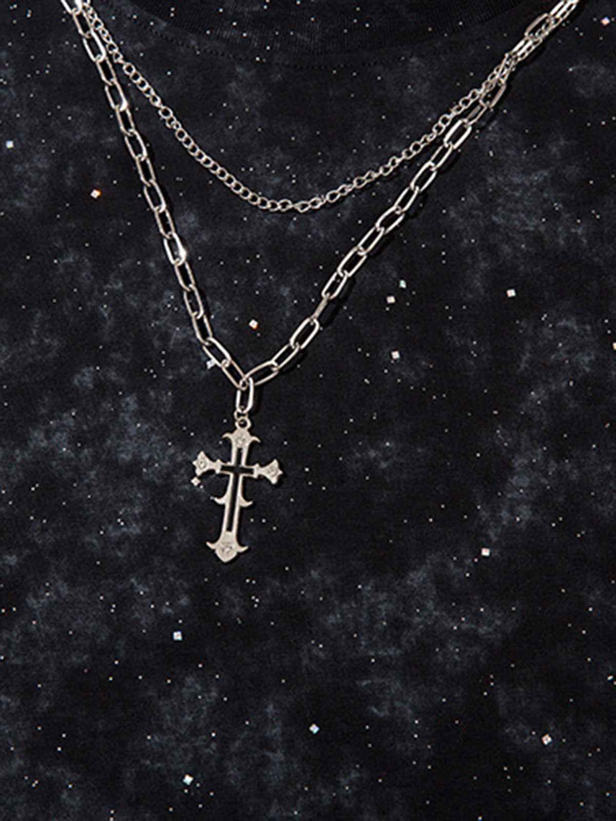 Retro Rhinestone Cross Chain Vest