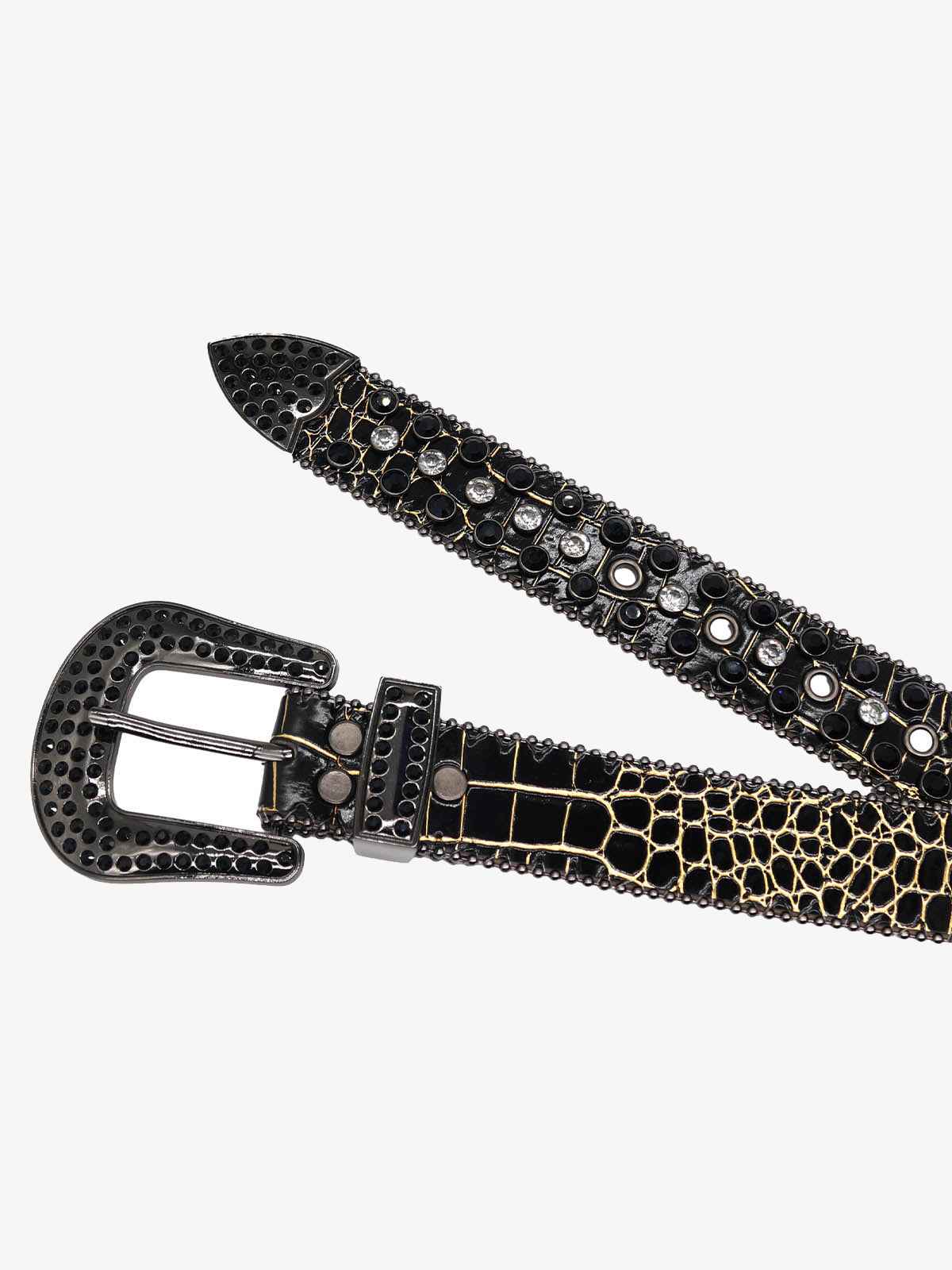 Punk Style Leather Hotflix Rhinestone Belt