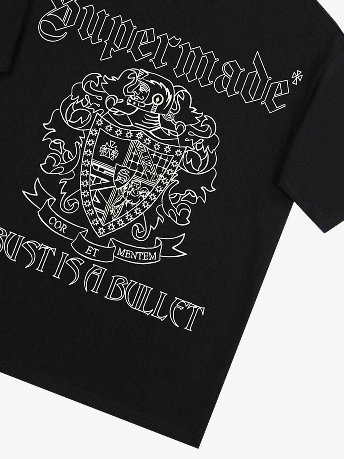 Original Gothic Letter Family Shield Badge Print T-Shirt