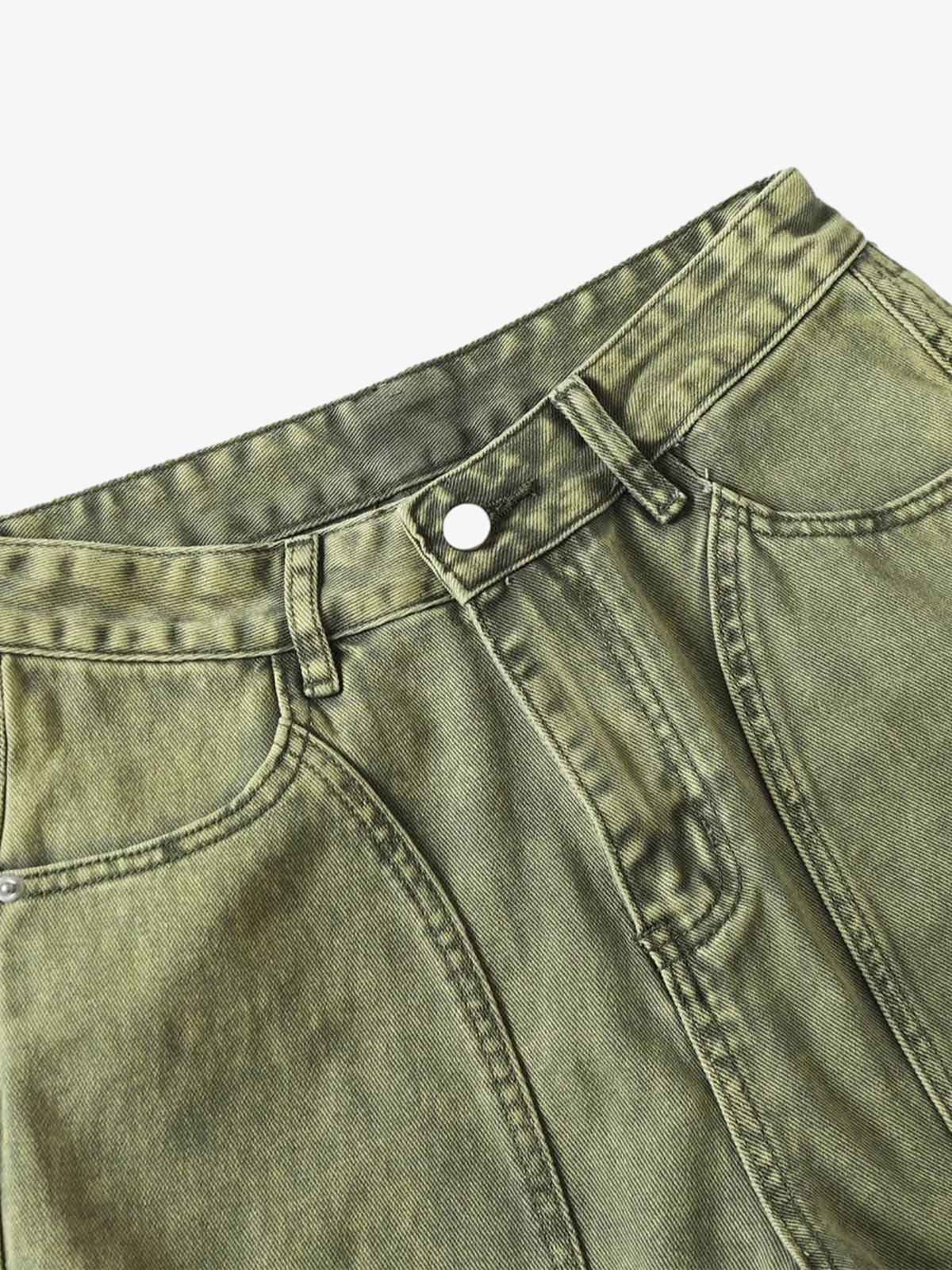 Washed Distressed Ripped Barrel Jeans