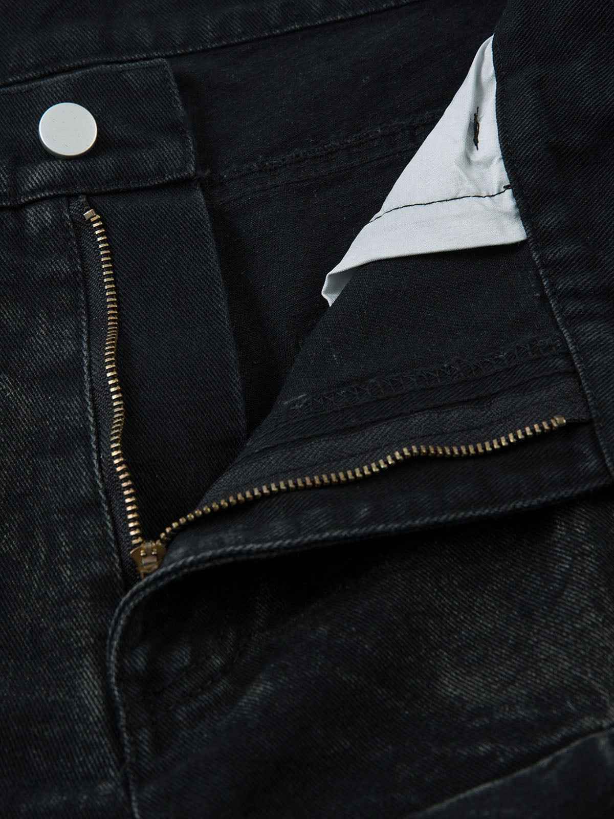 Denim Heavy Washed Distressed Pleated Baggy Jeans - 2282