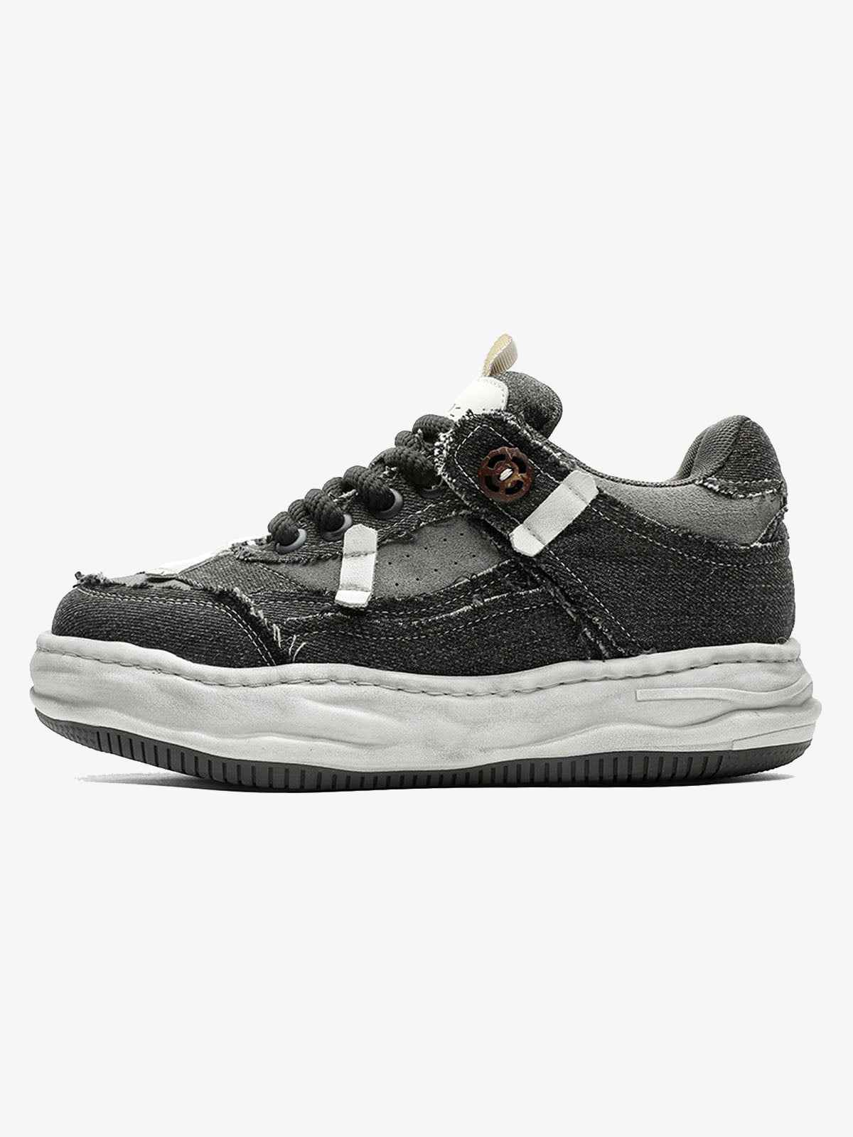 Distressed Deconstructed Split Whisker Platform Sneakers