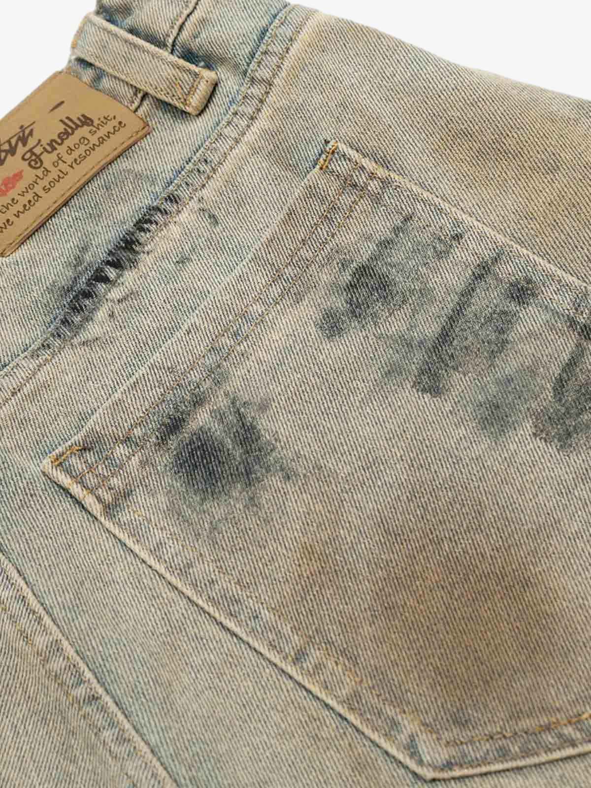 Distressed Tie-Dye Denim Shorts - 2577