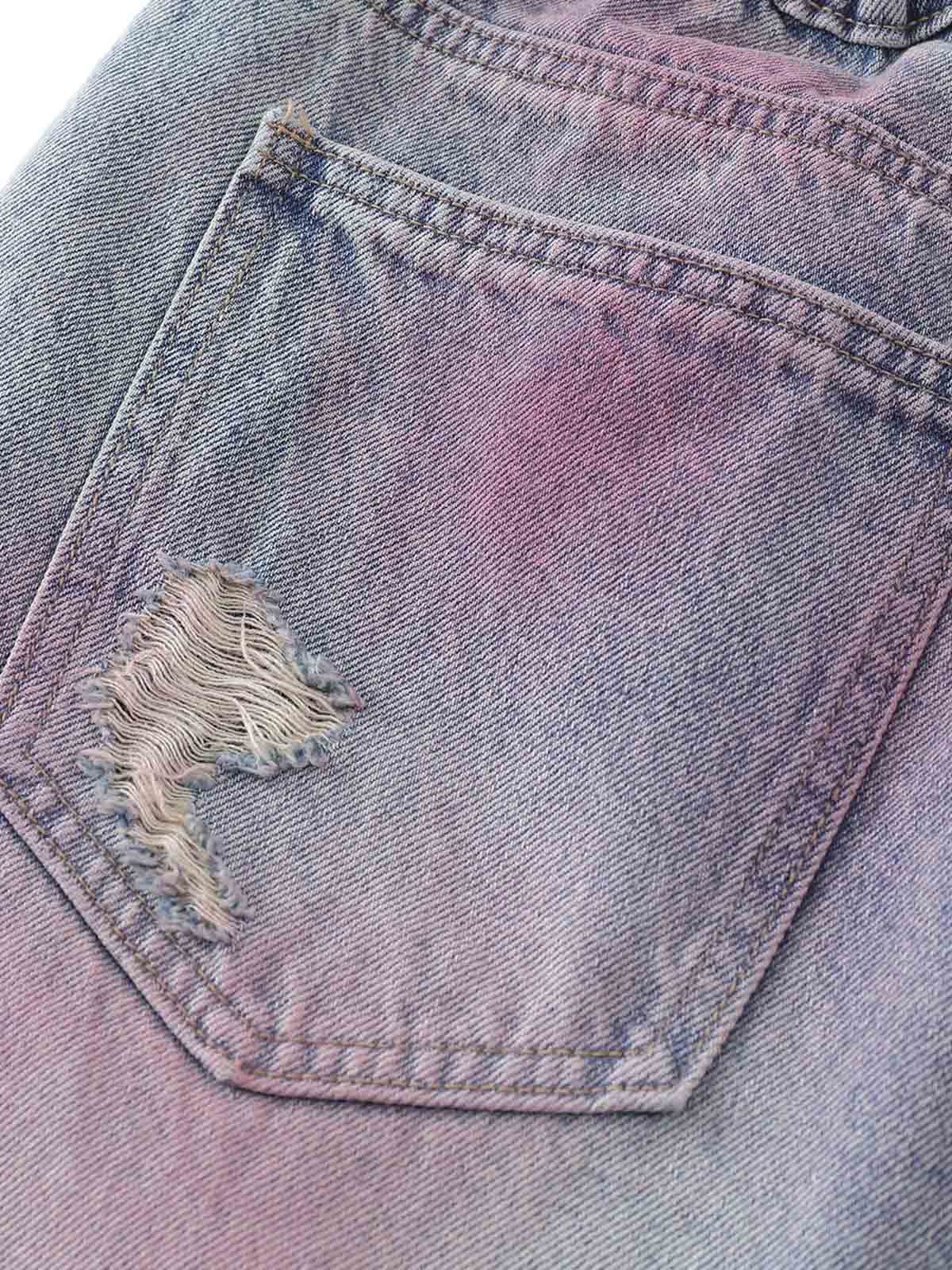 Distressed Tie-Dye Denim Jorts - Luxuryurbanwear