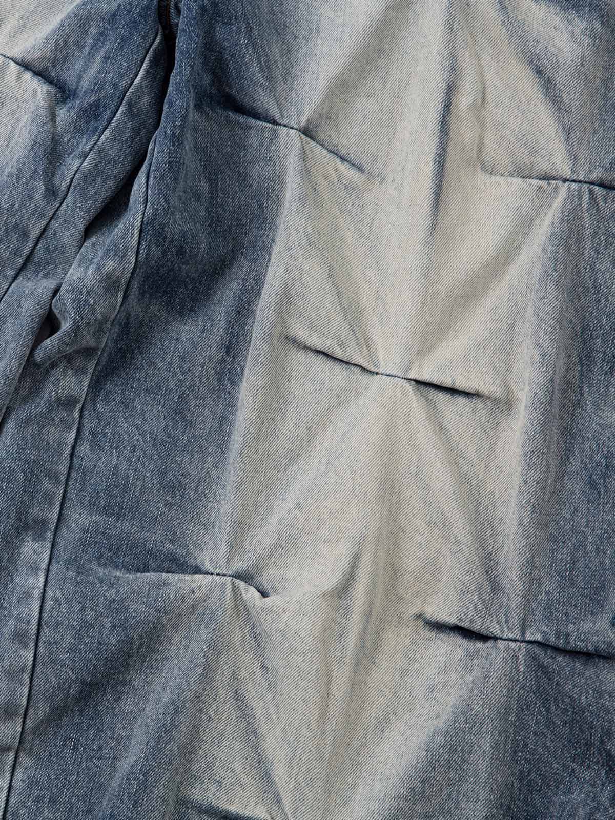 Distressed Washed Pleated Jeans - Luxuryurbanwear