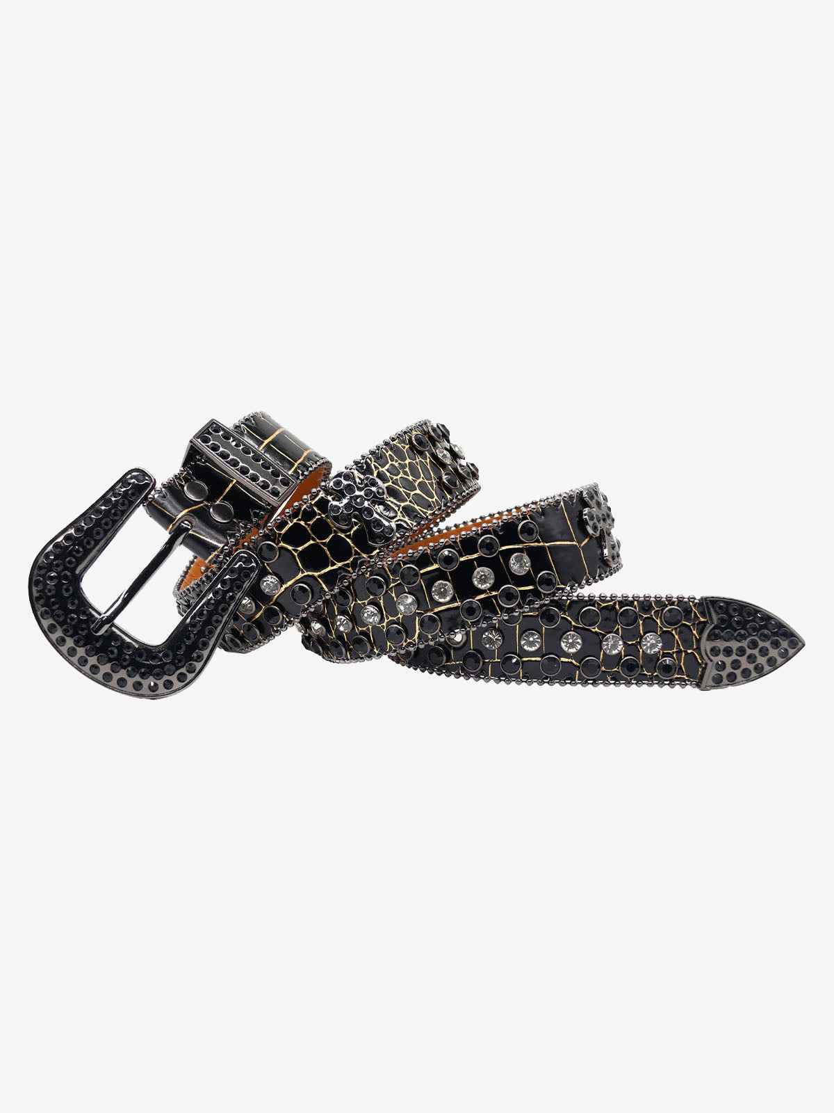 Punk Style Leather Hotflix Rhinestone Belt