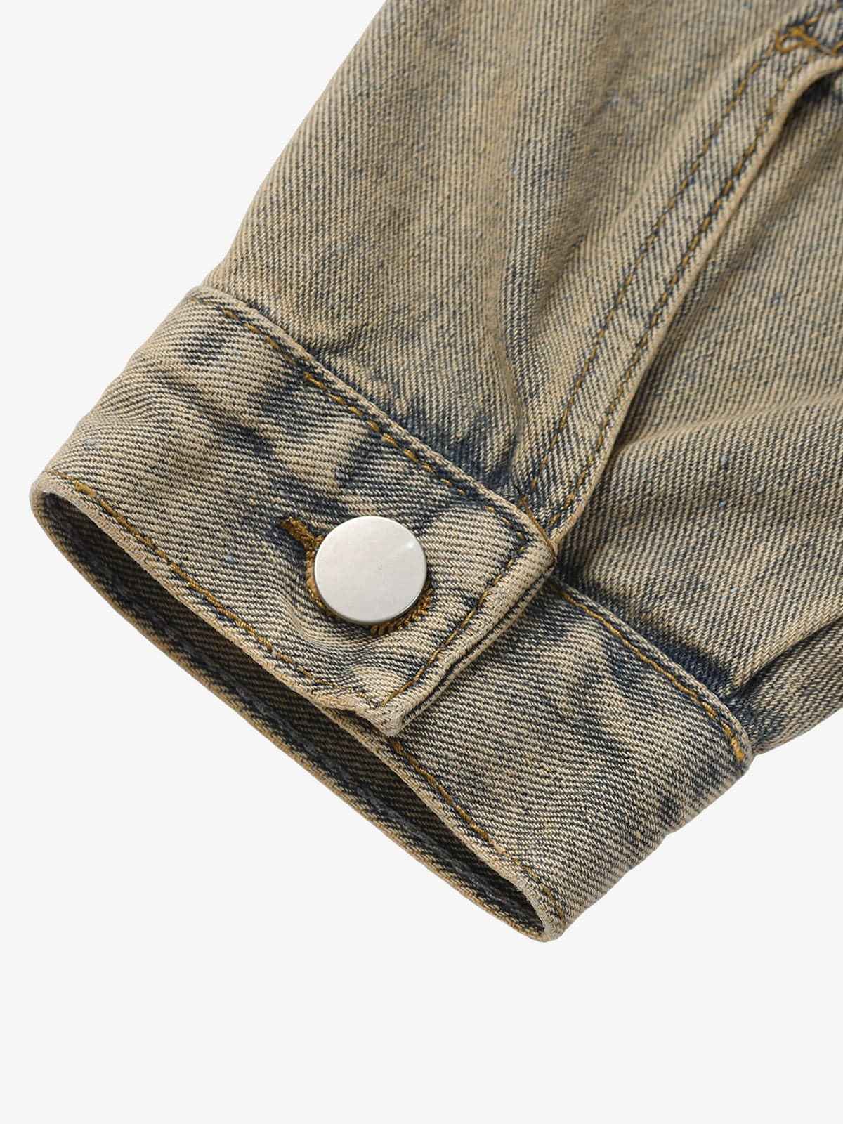 Washed Vintage Letter Print Denim Jacket