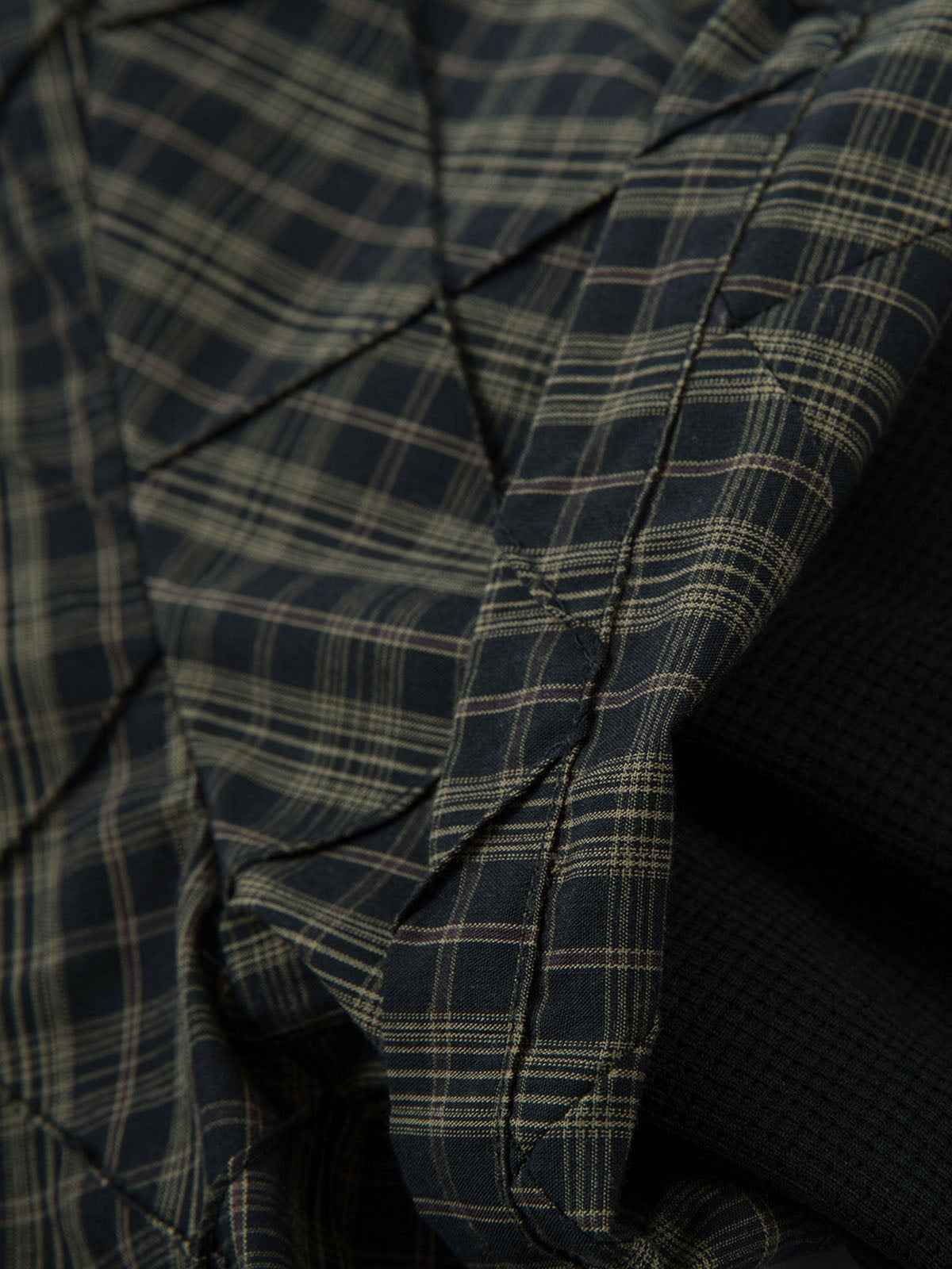 Heavy Plaid Pleated Striped Faux Two-Piece Polo Shirt