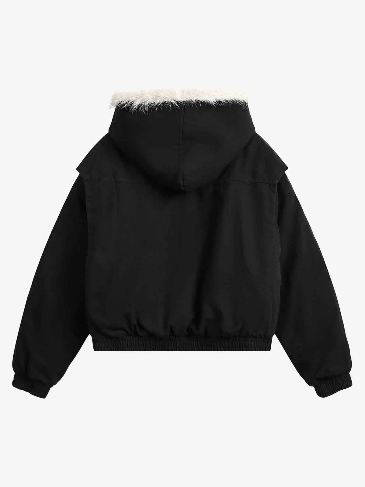 Spliced Fur Hooded Quilted Jacket – Unisex Luxury Urban Streetwear Outerwear