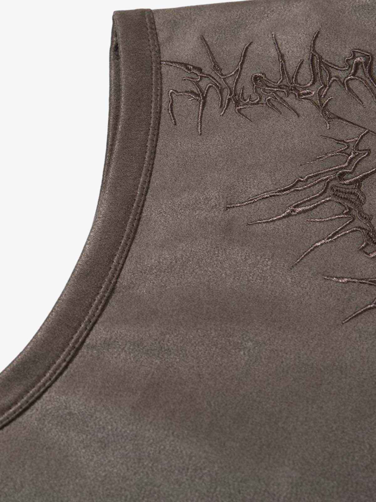 Suede Thorn Embroidered Vest
