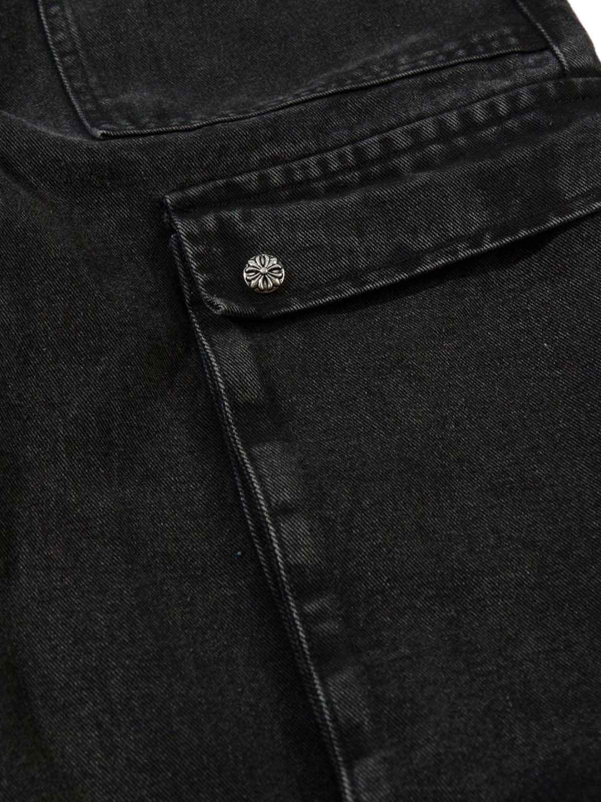 Grommet Design Multi-Pocket Cargo Jeans