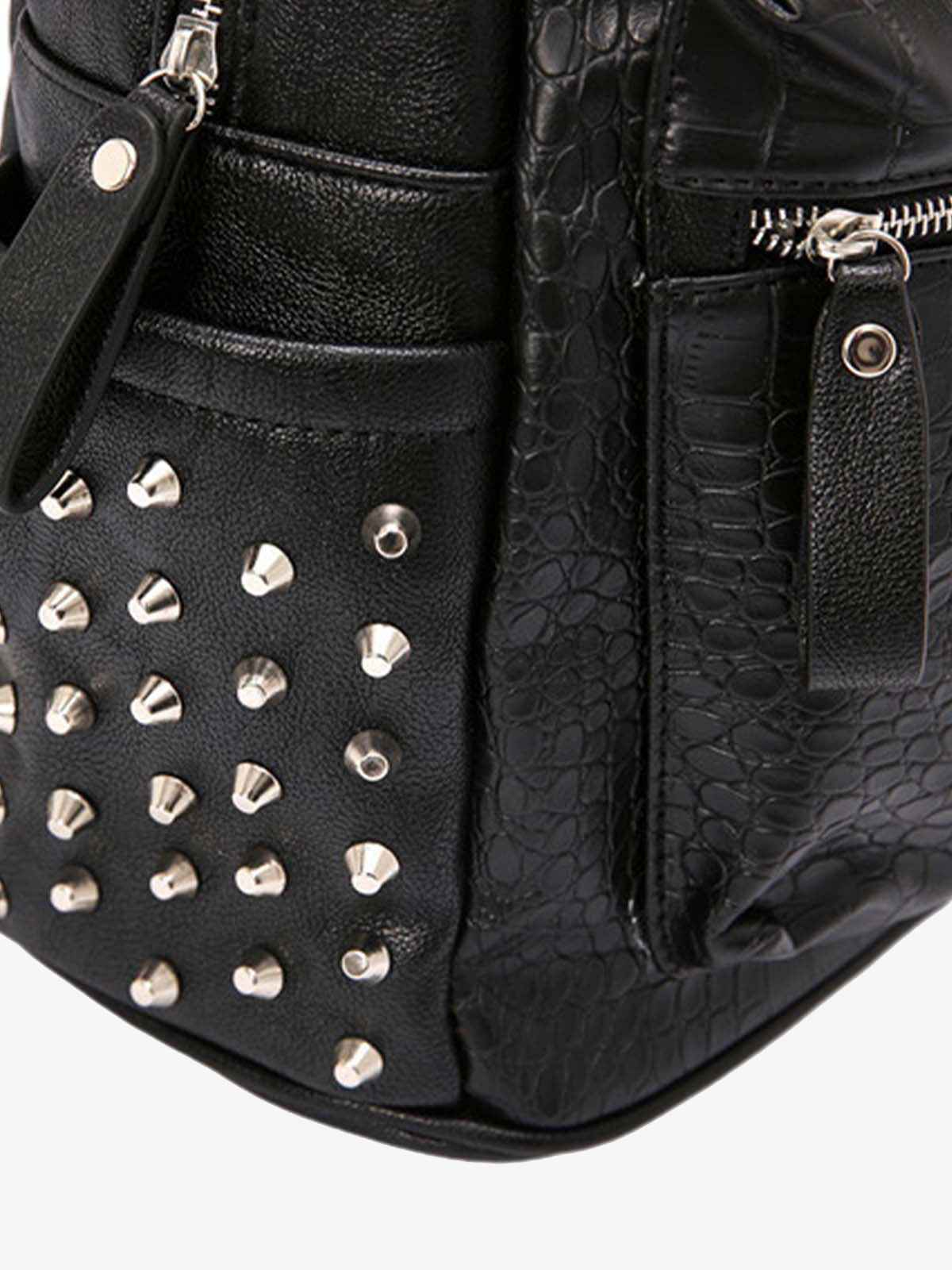 Rivet Crocodile-Print Backpack - 2464