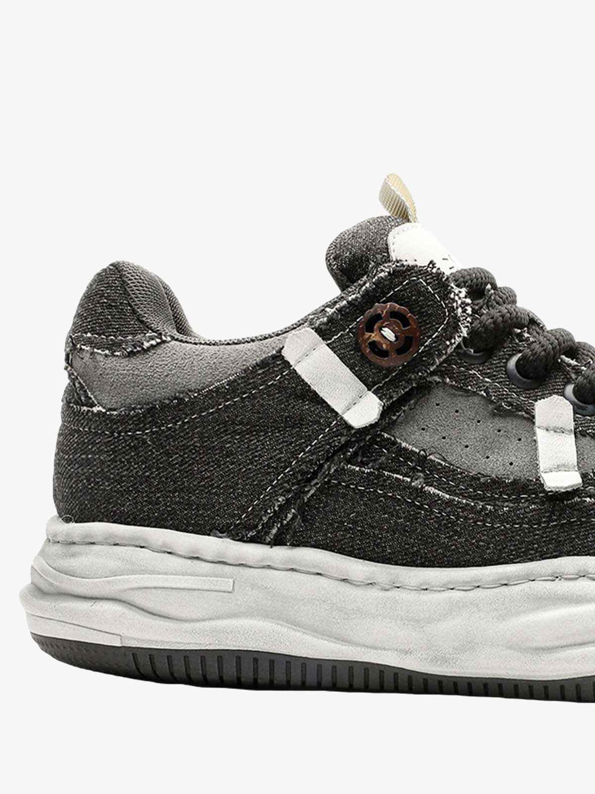 Distressed Deconstructed Split Whisker Platform Sneakers