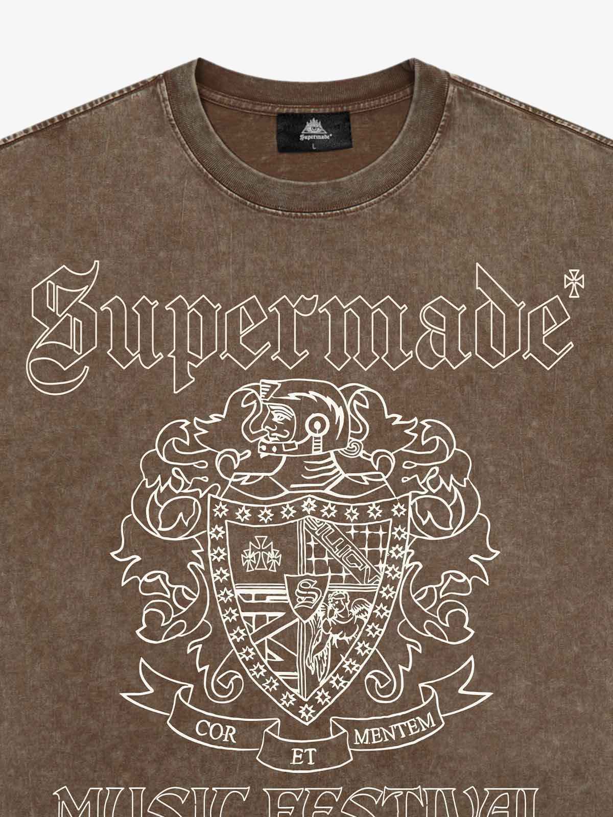 Original Gothic Letter Family Shield Badge Print T-Shirt