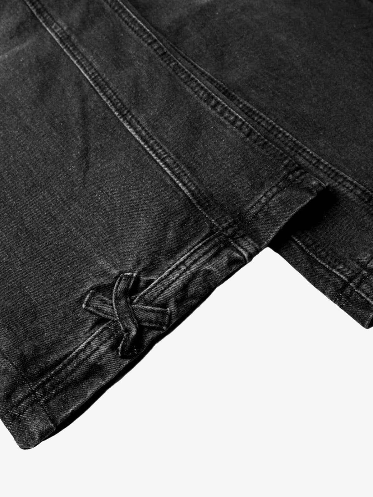 Washed Distressed Deconstructed Split Drawstring Jeans
