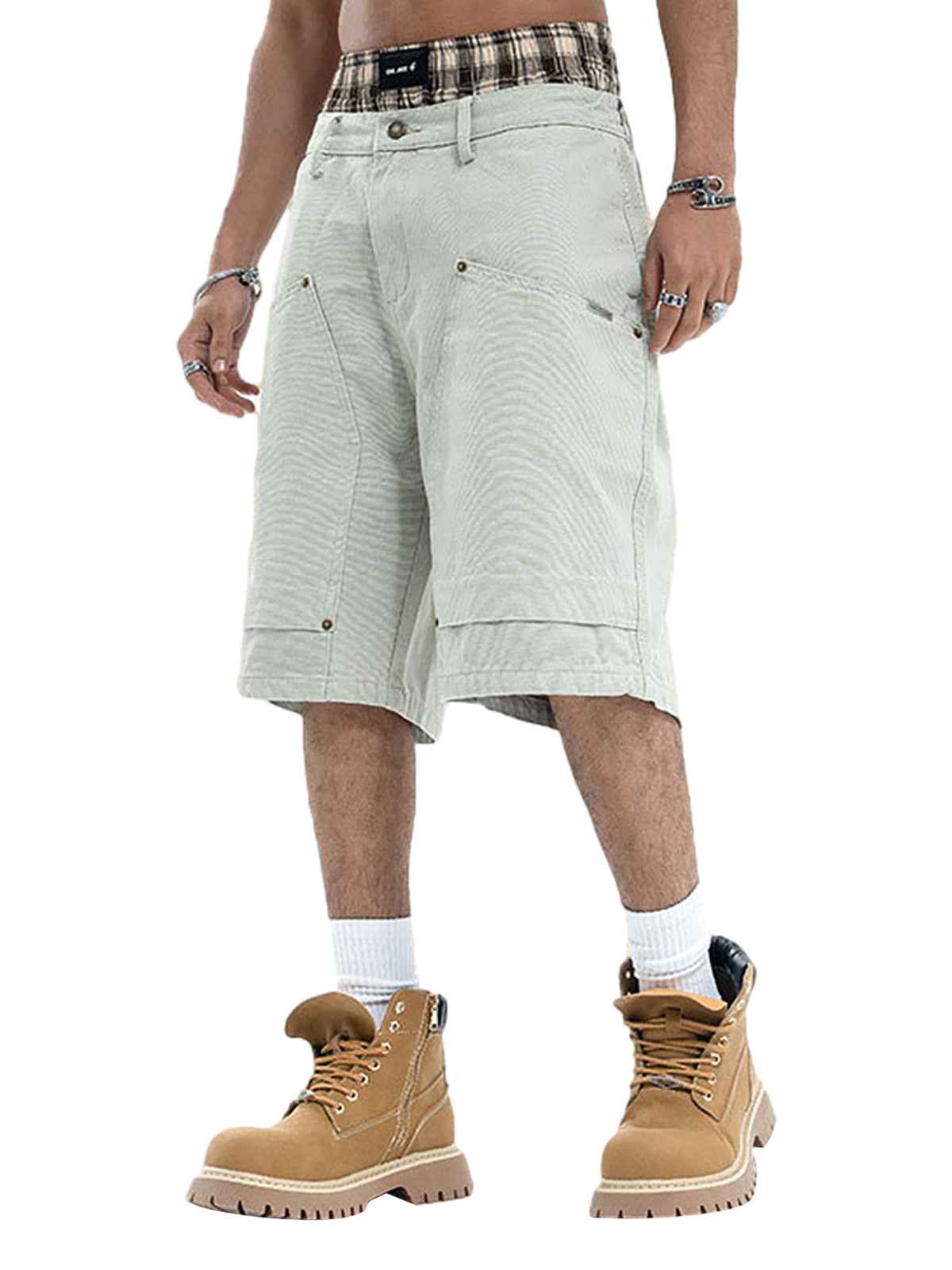 Retro Structured Design Cargo Shorts