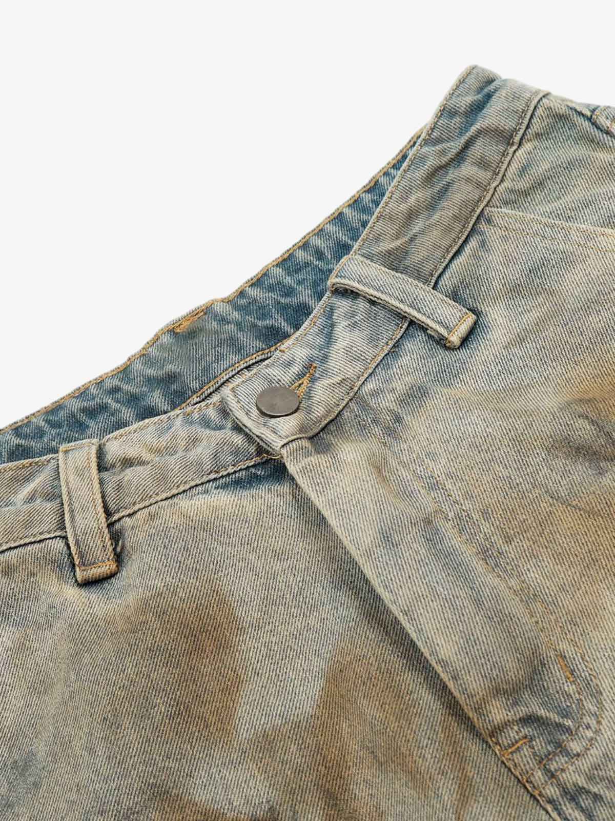 Distressed Tie-Dye Denim Shorts - 2577