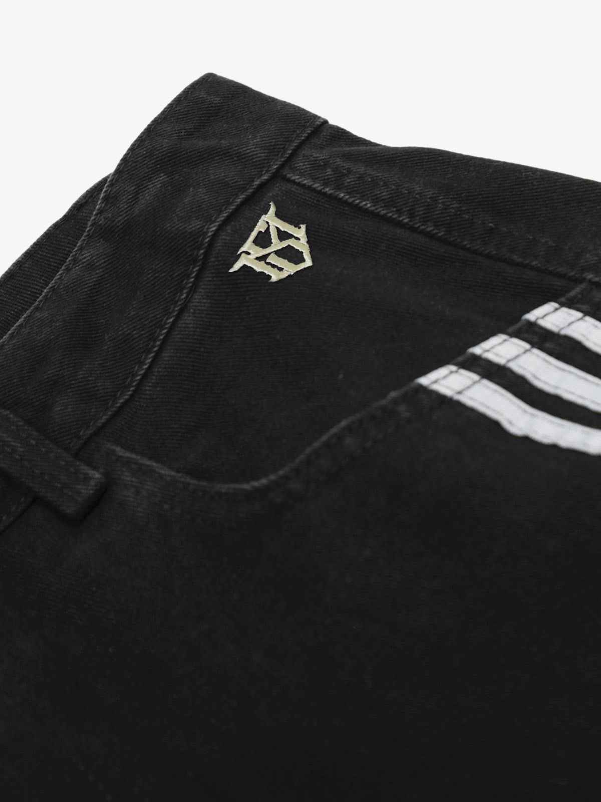 Denim Contrast Striped Stitching Barrel Jeans - 2504