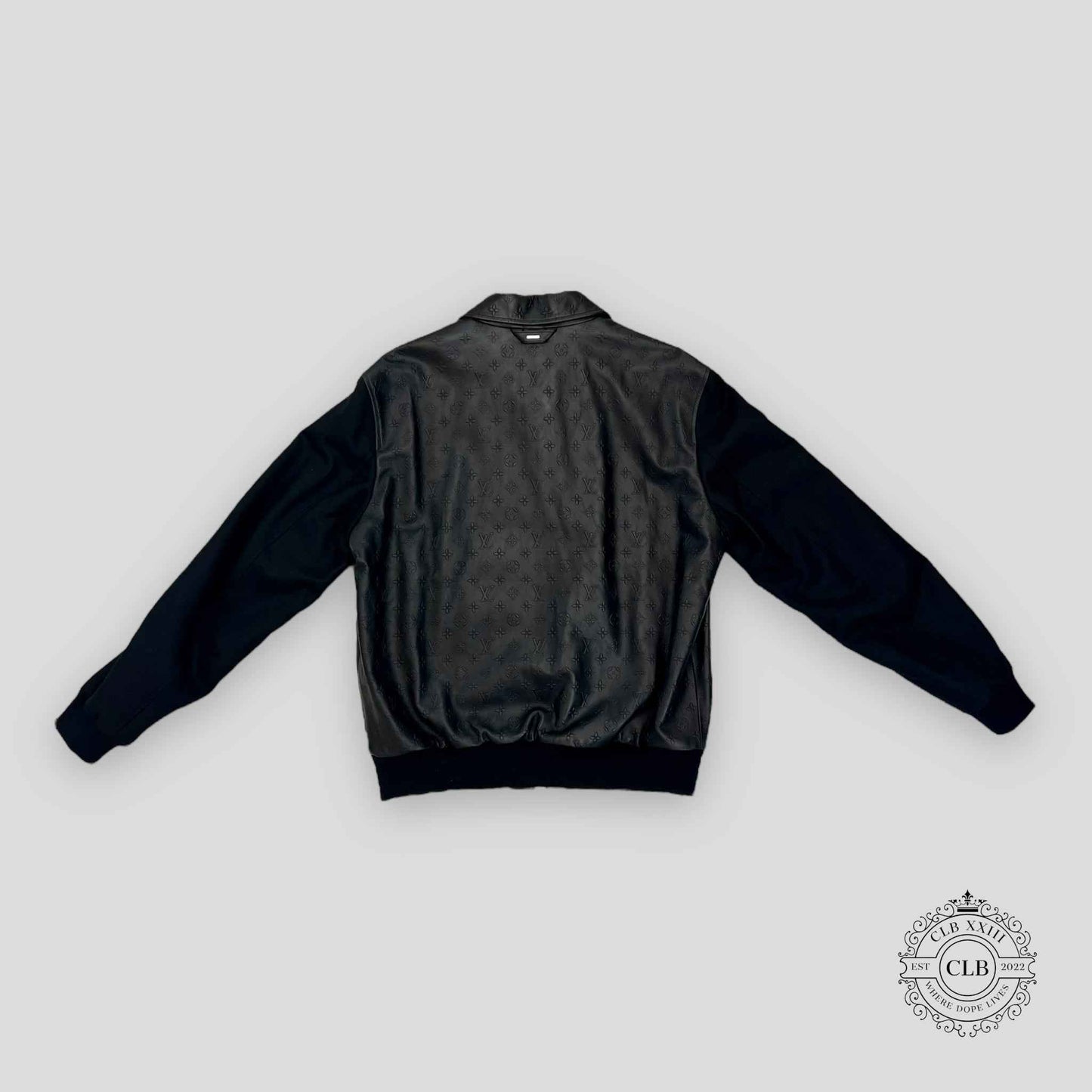 LOUIS VUITTON LVSE MONOGRAM EMBOSSED MIX LEATHER BLOUSON - BLACK