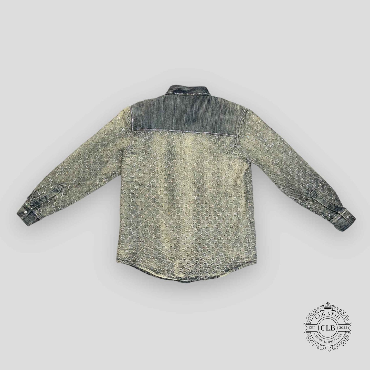 GUCCI GG JACQUARD DENIM JACKET - LIGHT BLUE