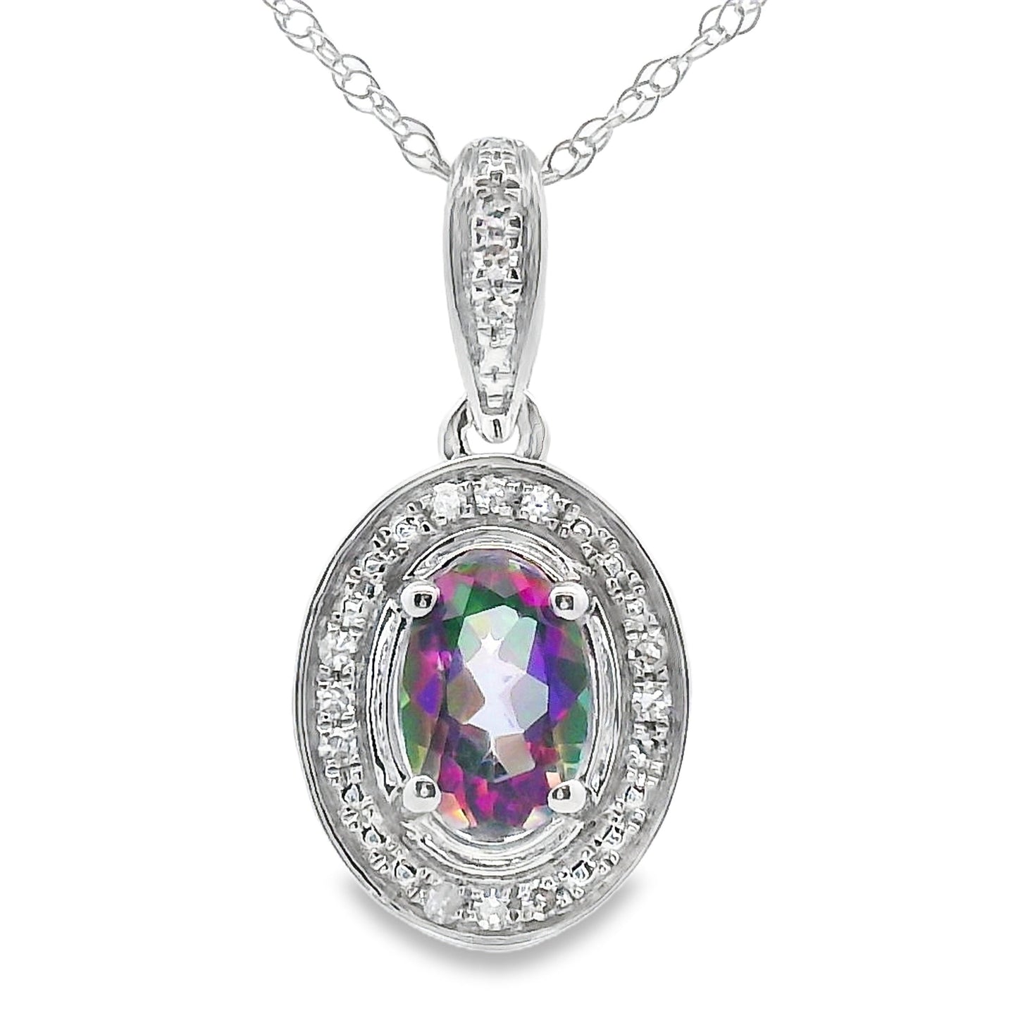 Mystic Fire Topaz Fashion Pendants 10KT White Gold