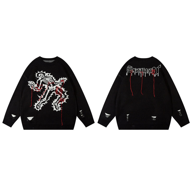 Grim Stitches | High Street Gothic Knit Jumper - Luxuryurbanwear