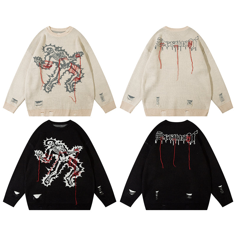 Grim Stitches | High Street Gothic Knit Jumper - Luxuryurbanwear