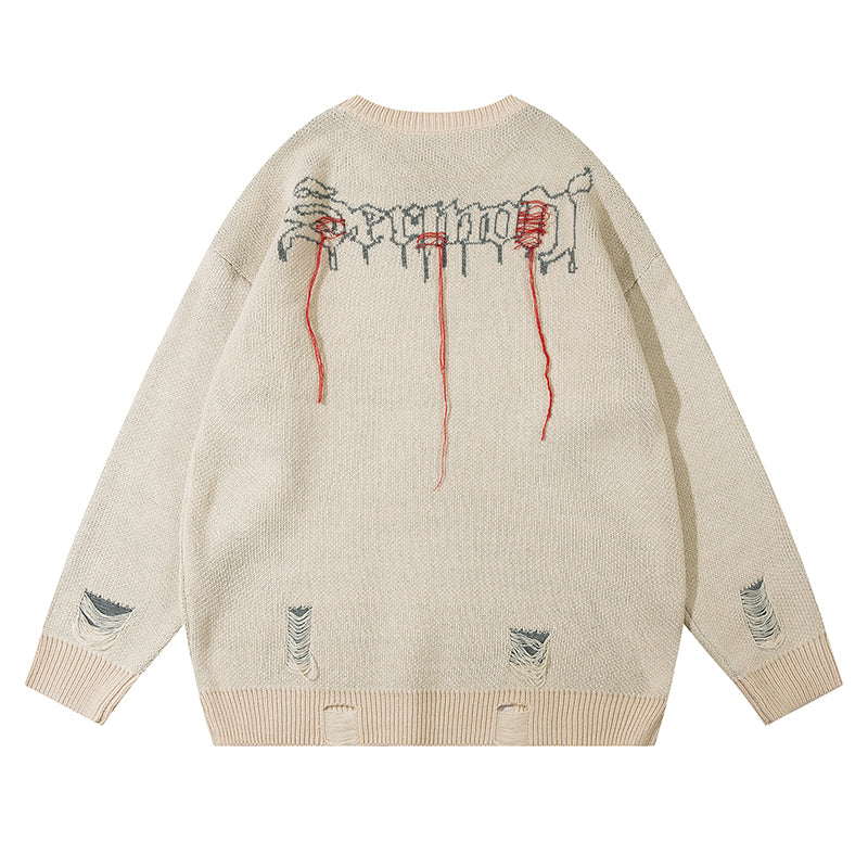 Grim Stitches | High Street Gothic Knit Jumper - Luxuryurbanwear
