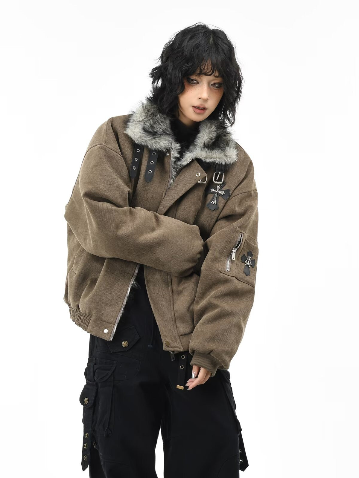 Faux Fur Shearling Cross Jacket