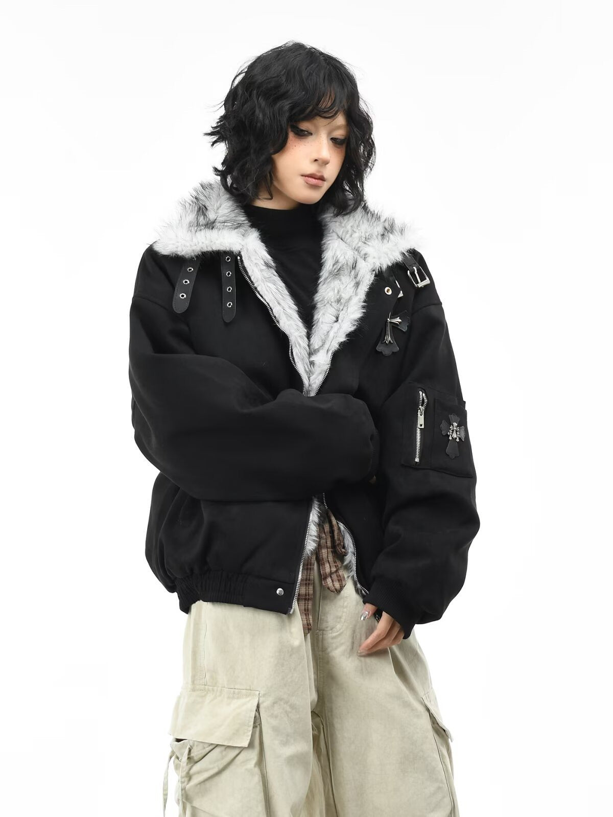 Faux Fur Shearling Cross Jacket