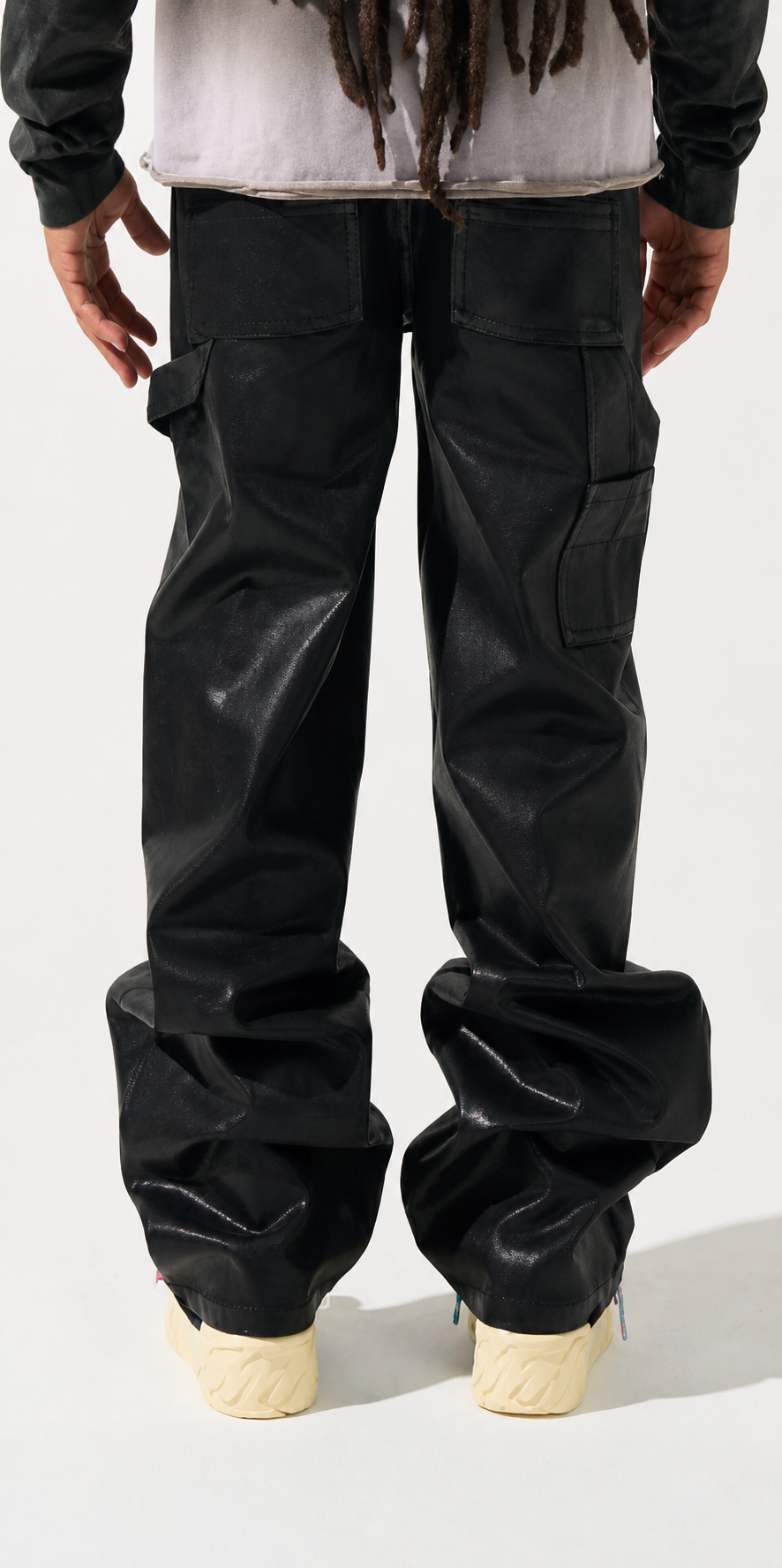 SERENEDE Pants Faux Leather Baggy