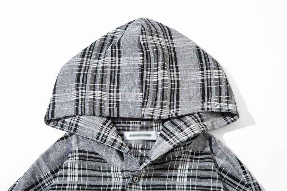 Zip Up Hoodie Plaid Hooded