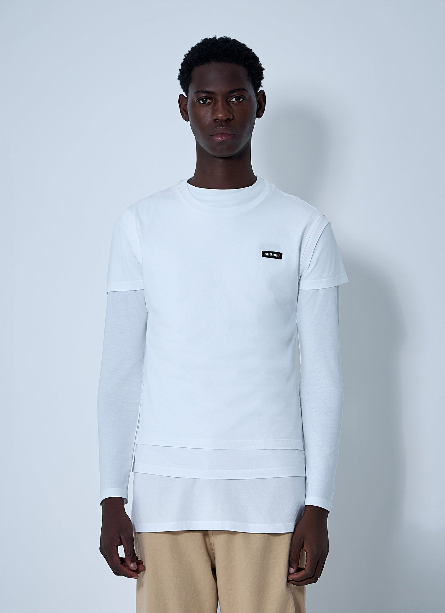 Miu Miu Men Set Of Three Logo Motif T-Shirts