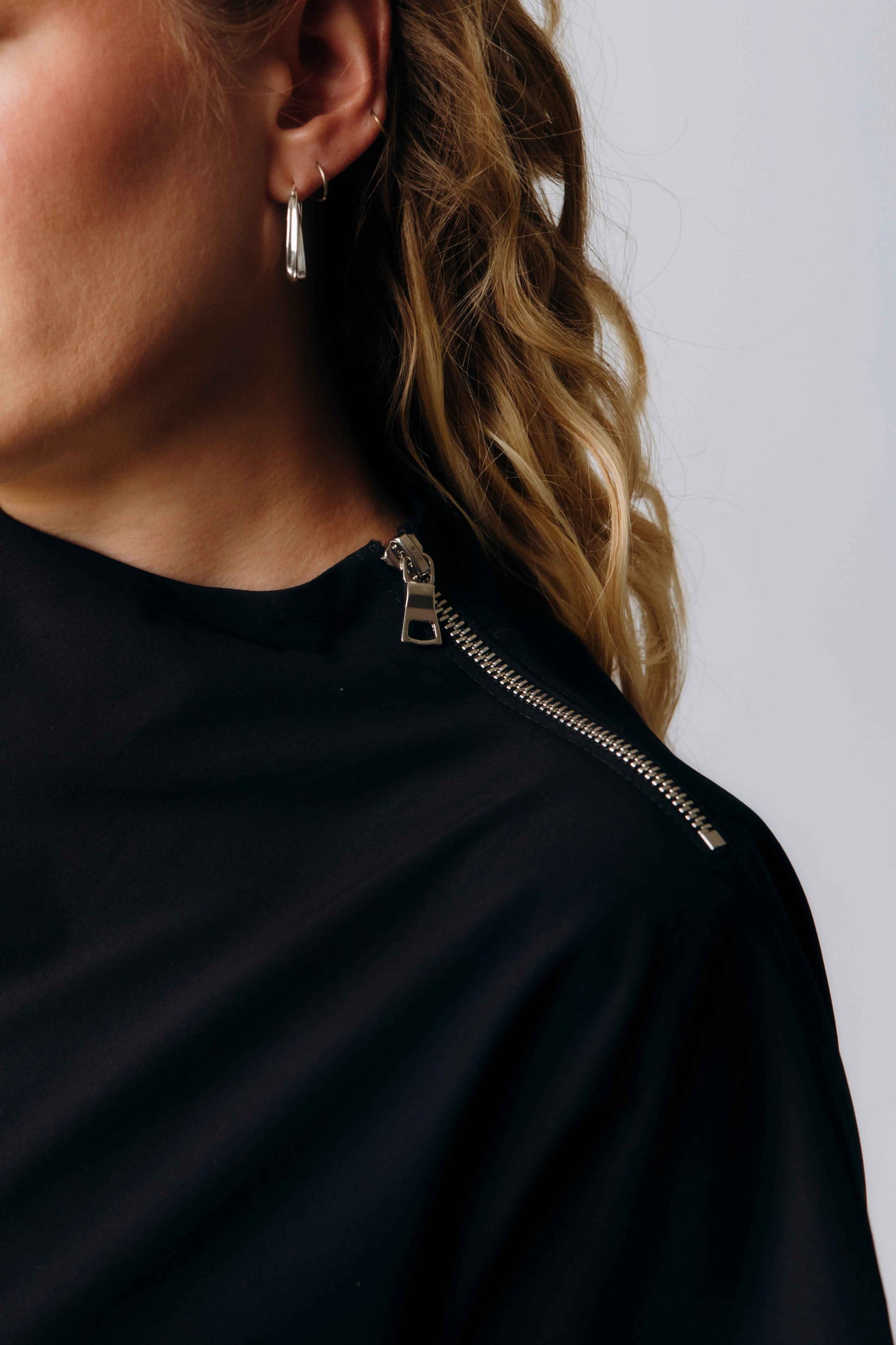 Mock Neck Shoulder Zip Dress