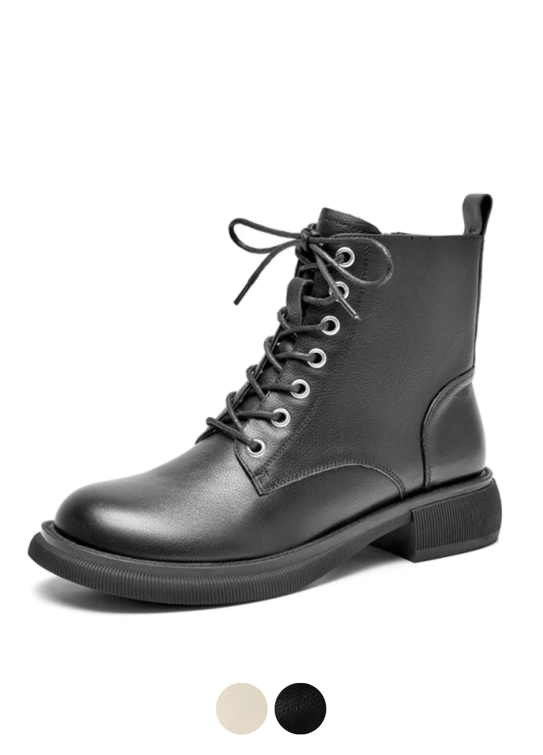 Donatto Women's Leather Motorcycle Ankle Black Boots - Luxuryurbanwear