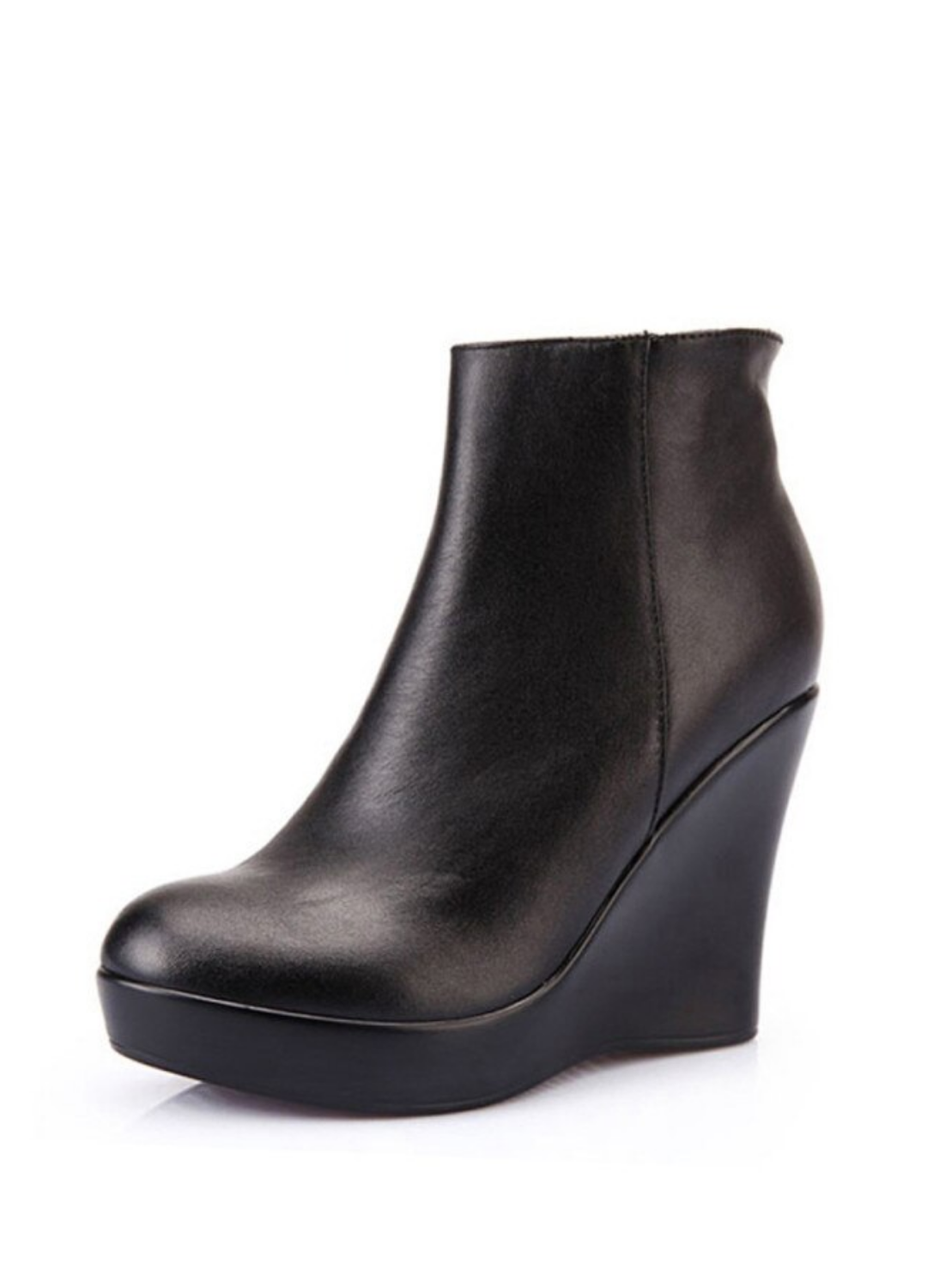 Shanty Women's Wedge Leather Ankle Booties - Luxuryurbanwear