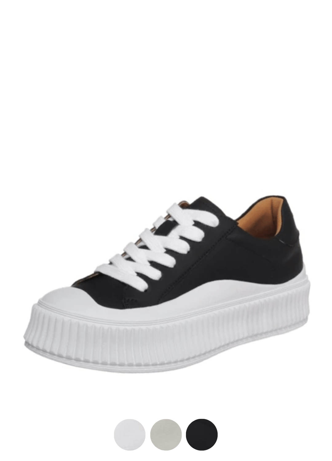 Mardin Women's Flat Leather Platform Black Sneaker