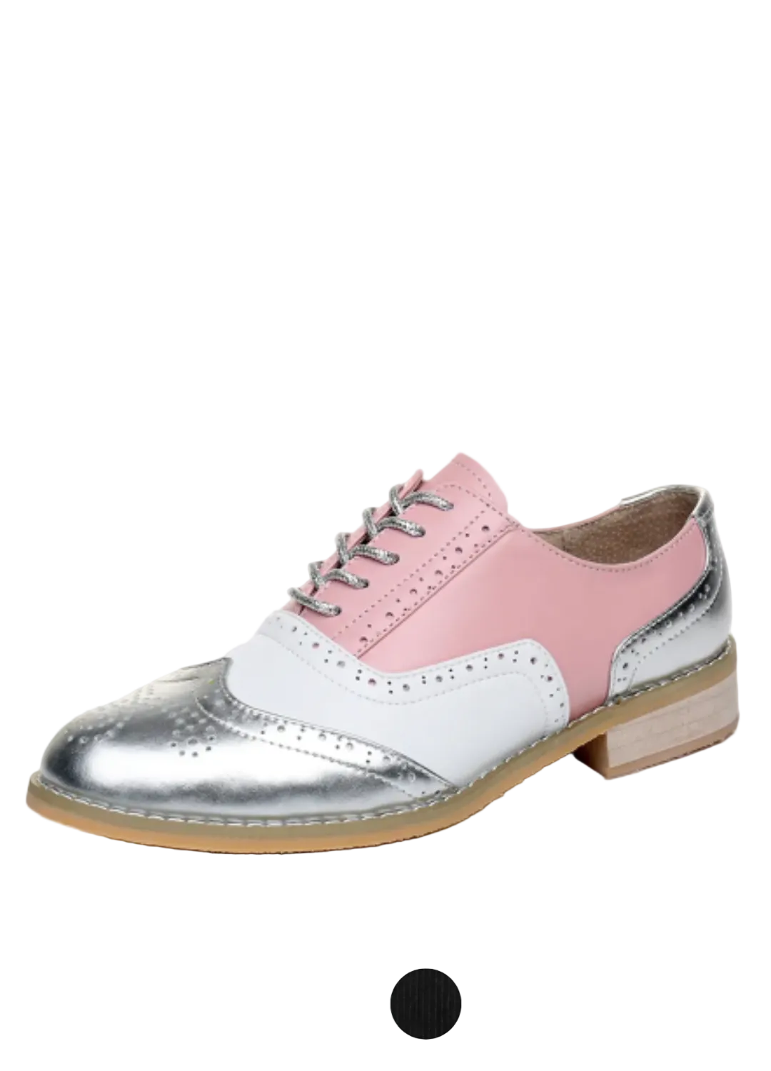 Pink and silver shoes on a white background