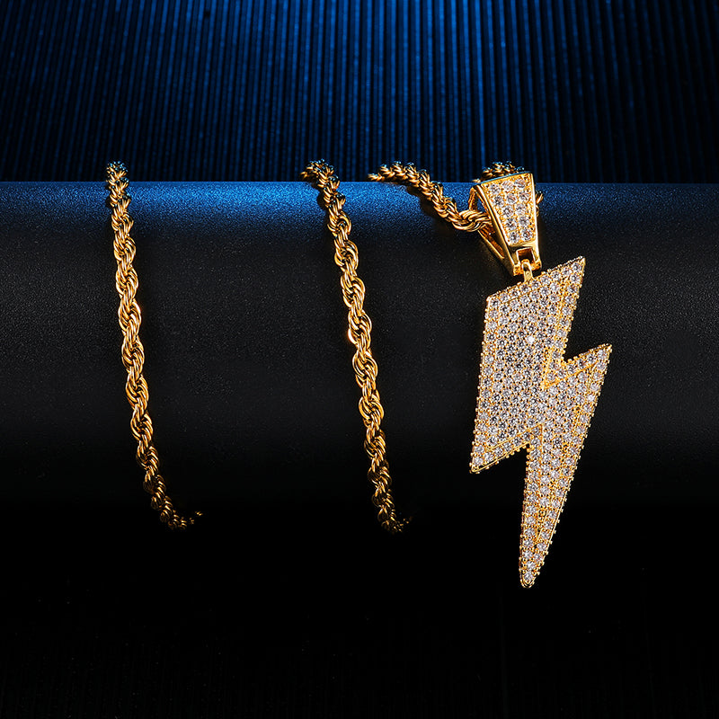 Ice Shark. Lightning Bolt Necklace