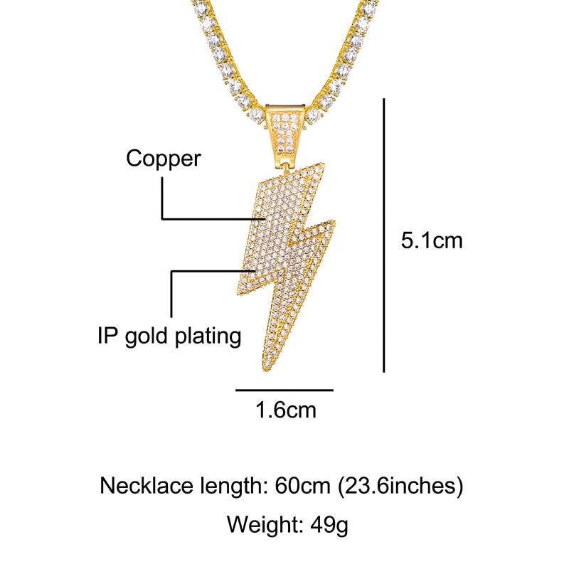 Ice Shark. Lightning Bolt Necklace