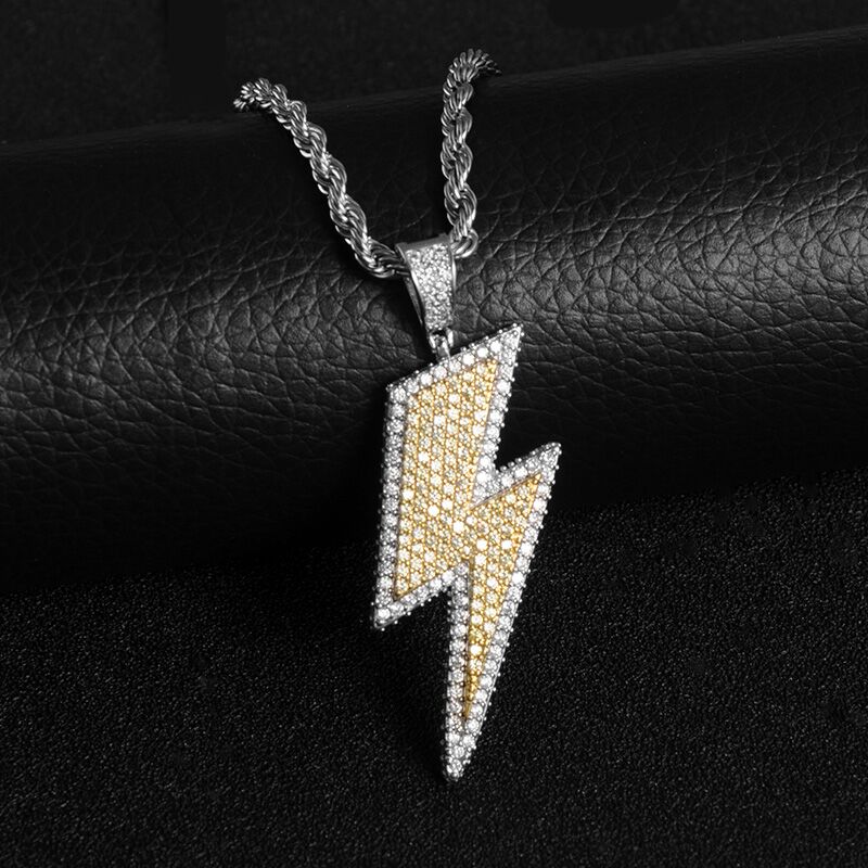 Ice Shark. Lightning Bolt Necklace