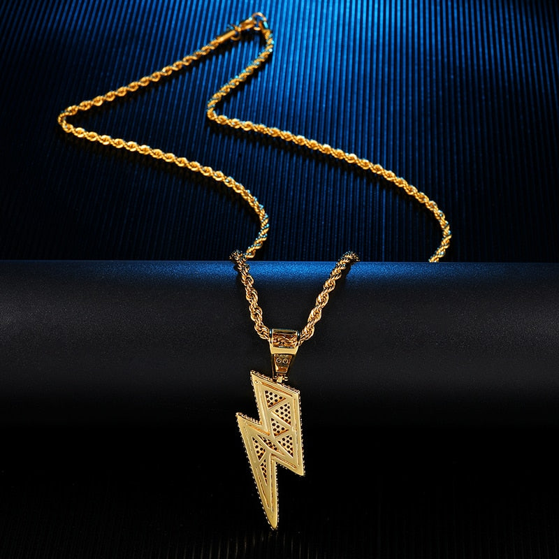 Ice Shark. Lightning Bolt Necklace