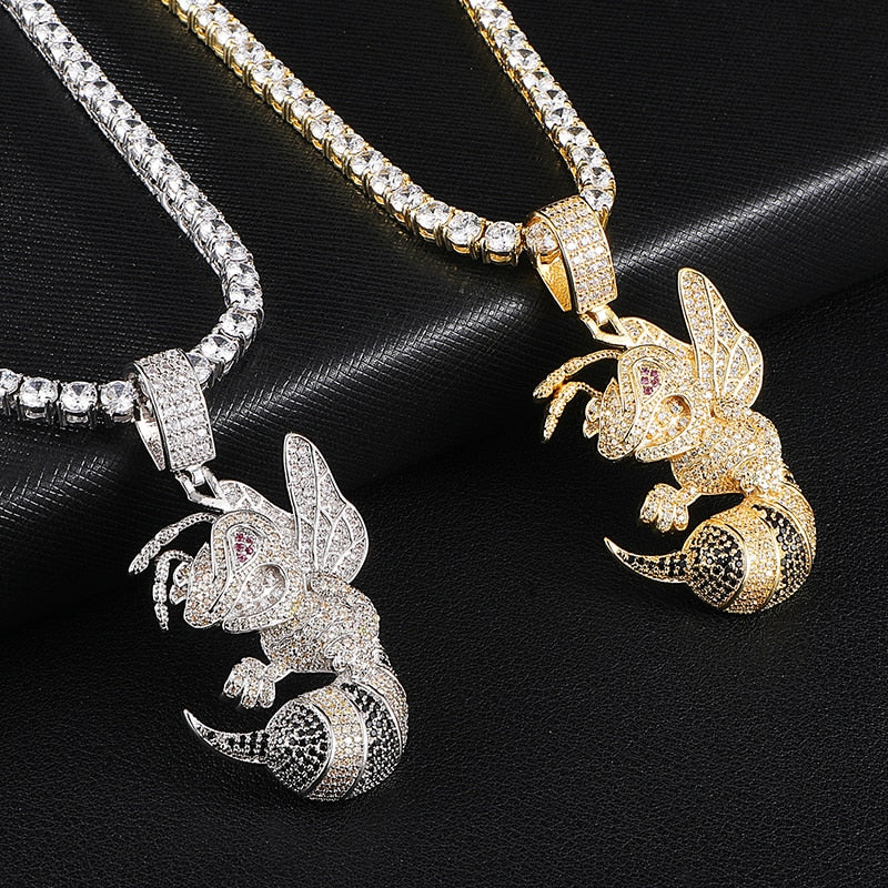 Ice Shark. Iced Hornet Necklace