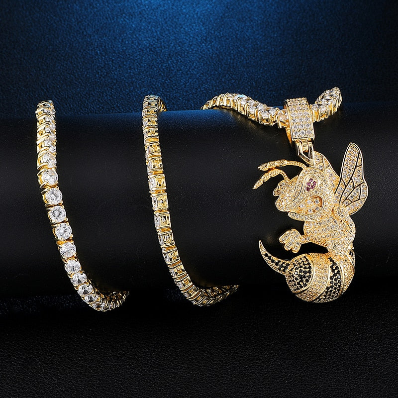 Ice Shark. Iced Hornet Necklace