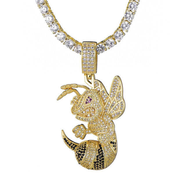Ice Shark. Iced Hornet Necklace