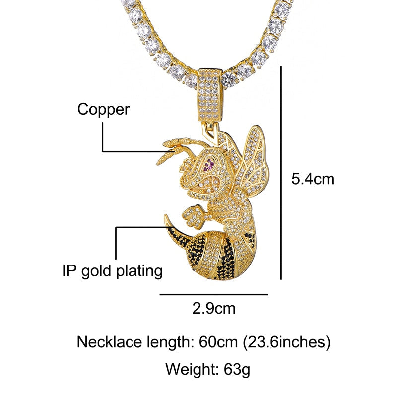 Ice Shark. Iced Hornet Necklace