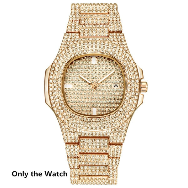 Ice Knight. Iced Out Watch Set (Silver/Gold)